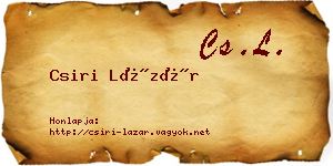 Csiri Lázár névjegykártya